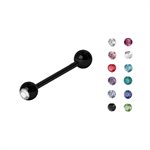 Black steel jewelled barbell