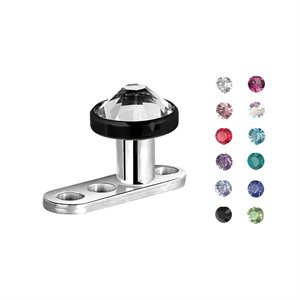 Titanium dermal anchor with black jewelled disc