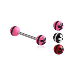 Tongue barbell with uv flower balls