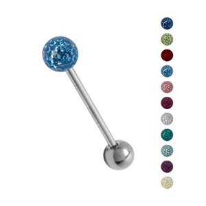 Crystal tongue barbell with epoxy on gems