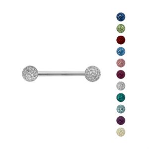 Crystal nipple barbell with epoxy on gems