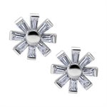 Flower earstuds with baguette tapered zirconia