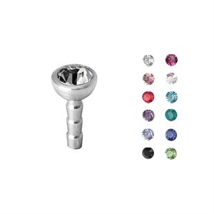 Attache pour labret en Bioplast push in avec pierre