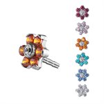 Titanium jewelled flower for push in Bioplast labret