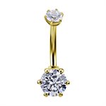 18k gold internal jewelled navel banana