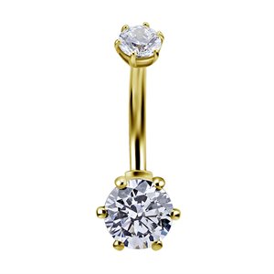 18k gold internal jewelled navel banana