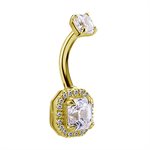 18k gold internal jewelled navel banana