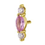 18k gold internal attachment with pink sapphire and diamonds