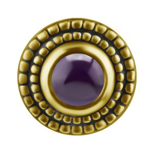 18k gold internal round attachment with dark amethyst