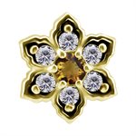 18k gold int. flower att. w. genuine citrine and white topaz