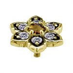 Attache interne fleur en or 18k avec citrine et topaze blanc