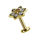 Attache interne fleur en or 18k avec citrine et topaze blanc