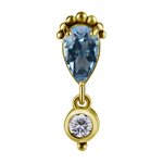 18k gold internal attachment with white and blue topaz