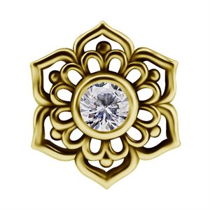 Attache interne en or 18k avec une fleur et zircon premium