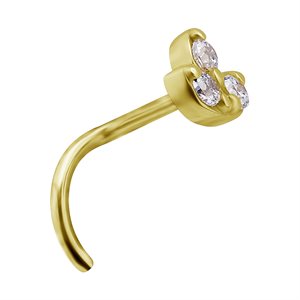 Bijou de nez courbé en or 18k avec une marquise et pierres