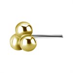 Attache interne sans filet en or 18k avec 3 boules trinity