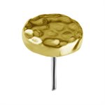 18k gold threadless hammered disc attachment