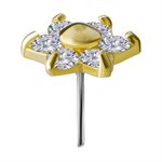 18k gold internal threadless jewelled flower attachment