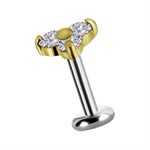 18k gold internal threadless jewelled trinity attachment