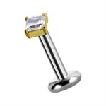 Attache interne sans filet (tl) en or 18k avec un zircon