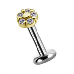 18k gold internal threadless (tl) jewelled flower attachment