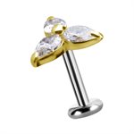 18k gold internal threadless jewelled trillium attachment