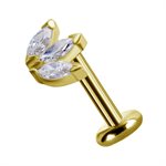 18k gold internal threadless attachment w. premium zirconia