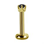 18k gold internal threadless attachment with black spinel