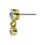 18k gold threadless attachment with dangle zirconia