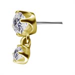 18k gold threadless attachment with dangle zirconia