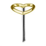 18K gold threadless heart shape attachment