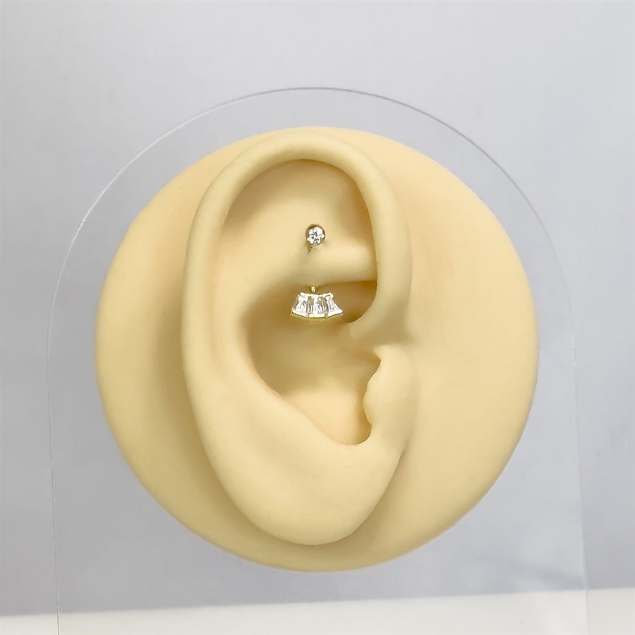 Gold plated threadless rook banana with 18k gold attachment