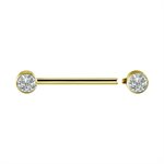 24k gold plated titanium internal nipple jewelled barbell