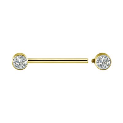 18k gold plated titanium internal nipple jewelled barbell