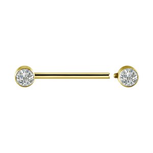 24k gold plated titanium internal nipple jewelled barbell