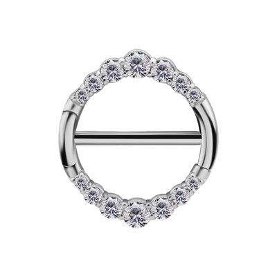 Double hinged segment jewelled nipple clicker ring