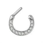 Anneau clicker pour septum avec pierre et bras articulé