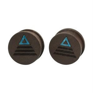 Plugs avec rebords en bois d'acajou avec un design triangle - vendues en paire