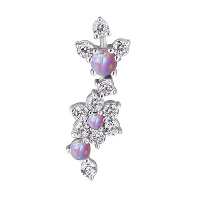 CoCr threadless jewelled attachment with flower and opals