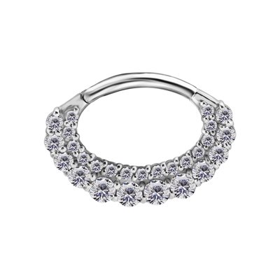 Anneau oval clicker en CoCr avec des pierres pour daith