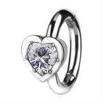 CoCr jewelled heart belly clicker ring