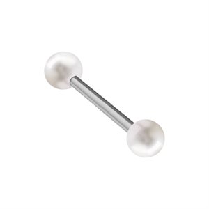 Barbell with fresh water pearls