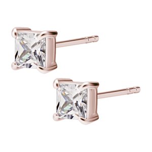 24k rose gold plated jewelled square earstuds