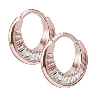 Boucles d'oreilles plaquées or rose 24k avec pierres 2 côtés