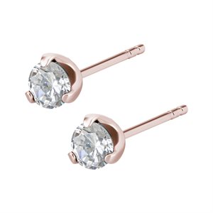 24k rose gold plated round cubic zirconia earstuds