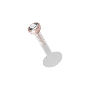 Labret en Bioplast avec boule plaqué or rose 24k et pierre