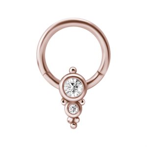 Anneau clicker plaqué or rose 24k avec des pierres