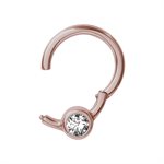 Anneau clicker plaqué or rose 24k avec une pierre