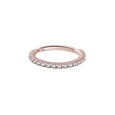 Anneau clicker en rose 18k avec des pierres griffées