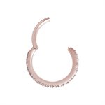 Anneau clicker en rose 18k avec des pierres griffées